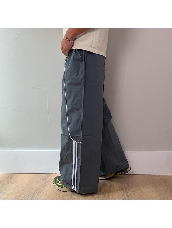 Other - Streetwear super Baggy Y2K vintage style grey track pants with white stripes